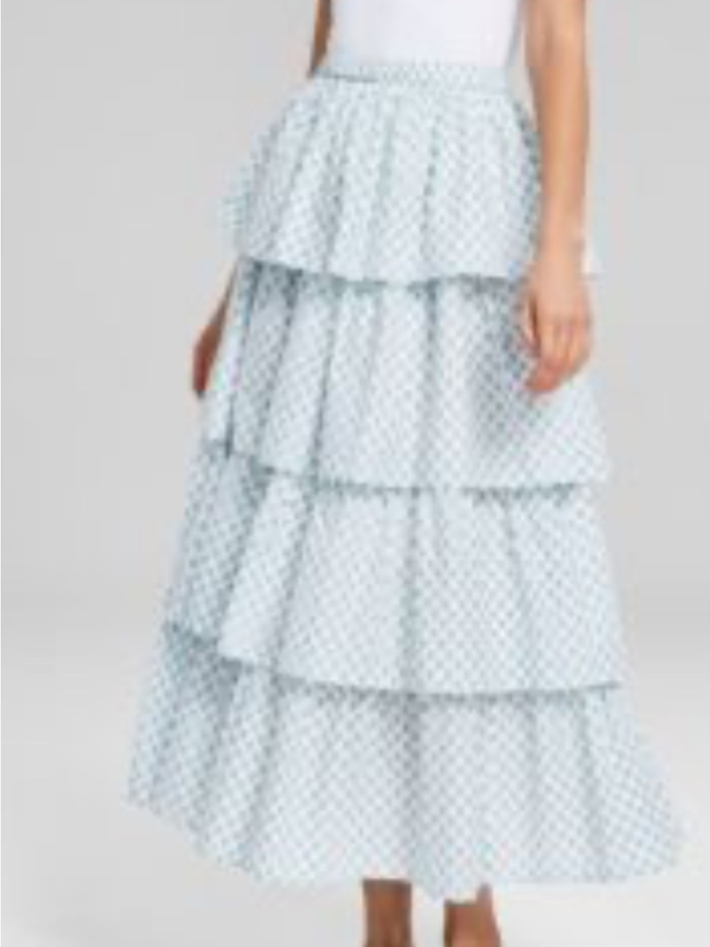 Women's "And Now This" tiered skirt size Large light blue paisely